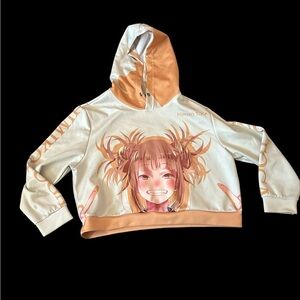 Anime Graphic Hoodie - Cream and Orange